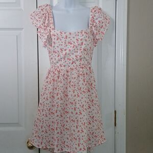 Mi Ami for Francesca's off the shoulder mini floral print dress Sz M
